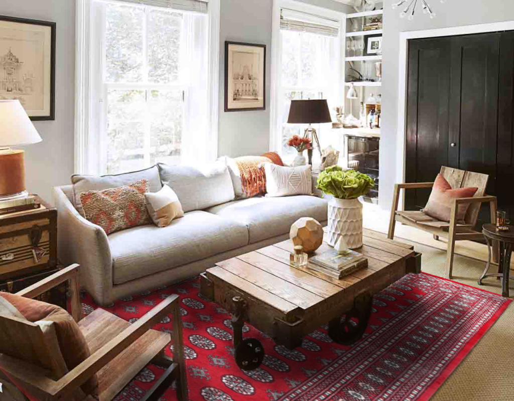 Red Bokhara Rug in Living Room