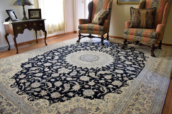 Silk And Wool Nain Rug In The Living Area