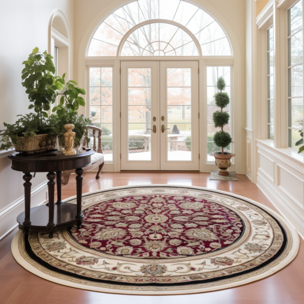 Round Persian Rug in a Rectangular Entrance