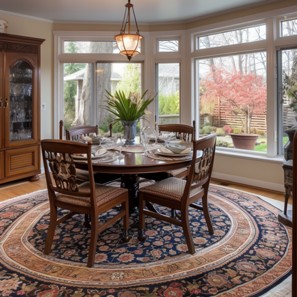 Round Persian Rug in the Dining Room