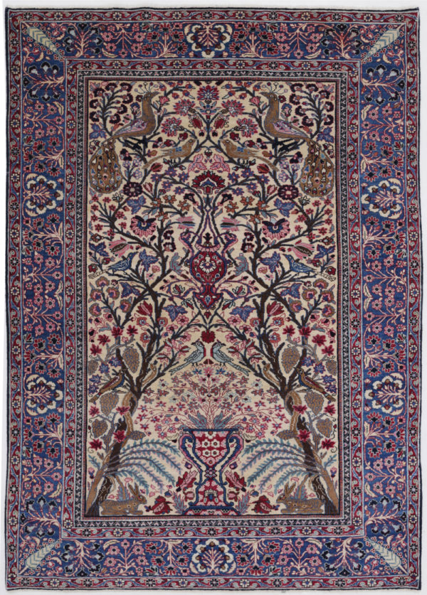 Beige Isfahan 4' 2" x 6'1" Tree of life Design