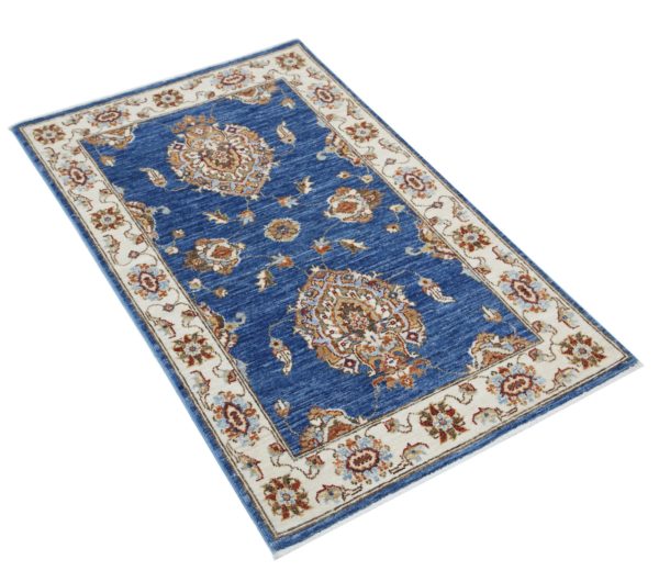 Beige|Blue|Brown Isfahan 3'11" x 5'3" Pictorial Pictoral Design
