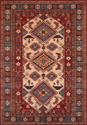 Red Kazak 8' x 10'1" Geometrical Design