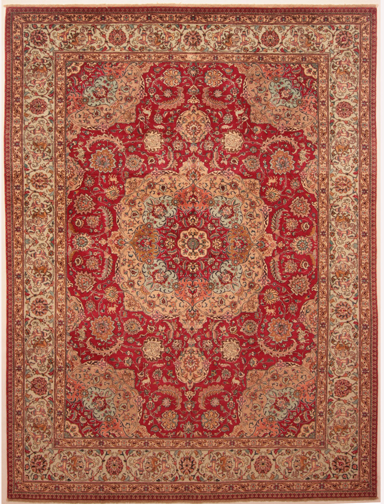 Example of a Red Floral Tabriz Persian Rug 