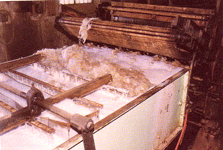 The process of washing wool that is used for weaving Persian rugs and Oriental rugs